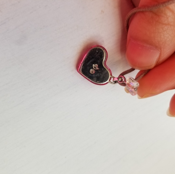 Swarovski pink heart necklace w butterfly - Picture 2 of 6